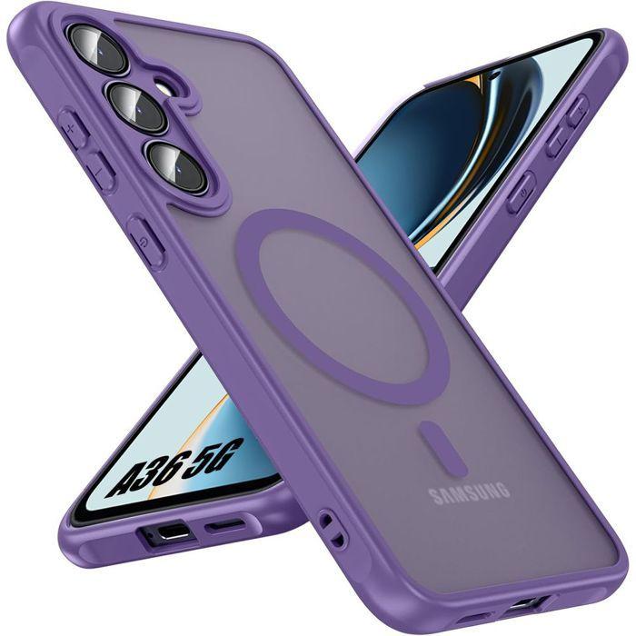Protective Case - BOOLING - Samsung Galaxy A36 5G - Hybrid - Purple - Shockproof and Scratch-resistant