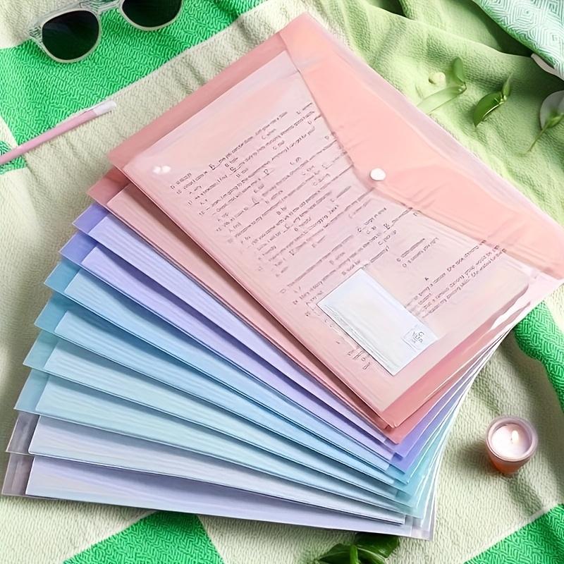 10 Pieces File Bag Plastic 16C A4 Paper Storage Folder PP Transparent Portfolio Policy Briefcase with Label Waterproof File Bag