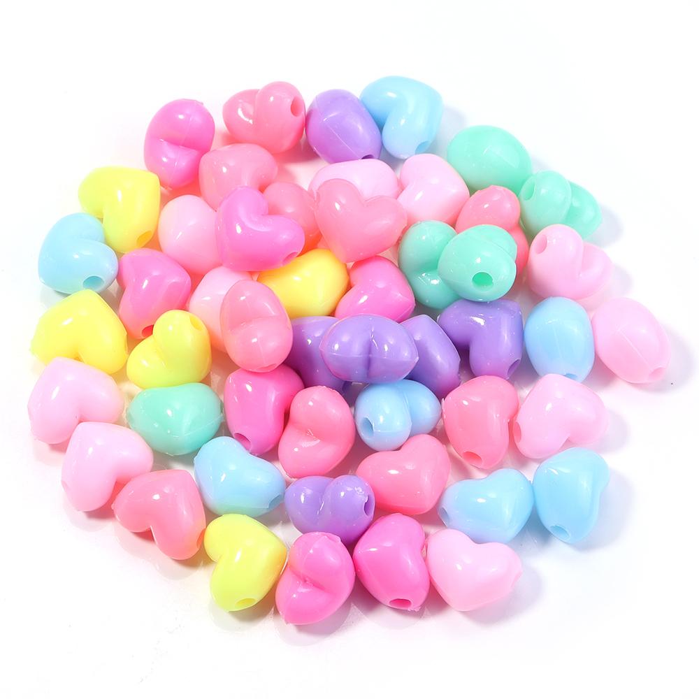 50pcs Candy Color Heart Acrylic Beads Loose Spacer Beads For Jewelry Making DIY Bracelet Necklace Phone Key Chain Accessories