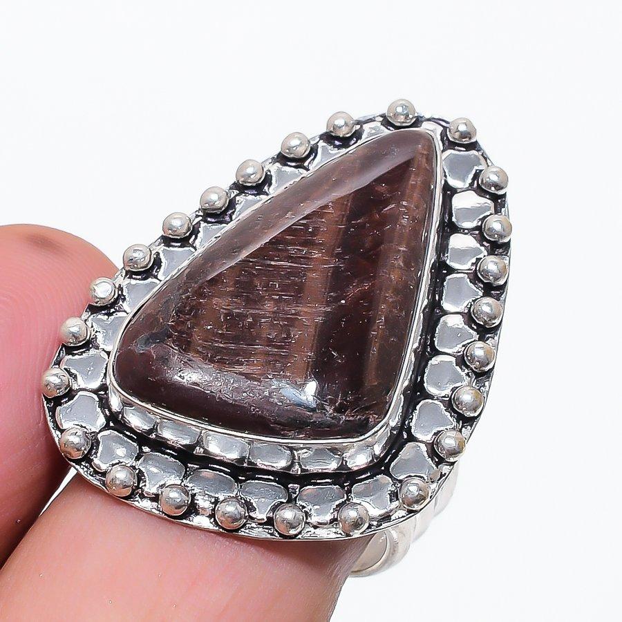 

Натуральный камень Железный Тигровый Глаз Ювелирное изделие из серебра 925 пробы Кольцо Размер 8.5 A9W28