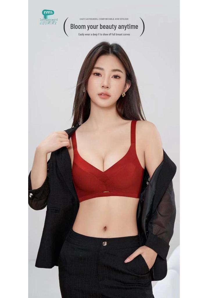 Medium Thickness Wireless Smooth Surface Bra for Small Bust Enhancement - Soft, Breathable, Antibacterial, Pure Color, Versatile Design