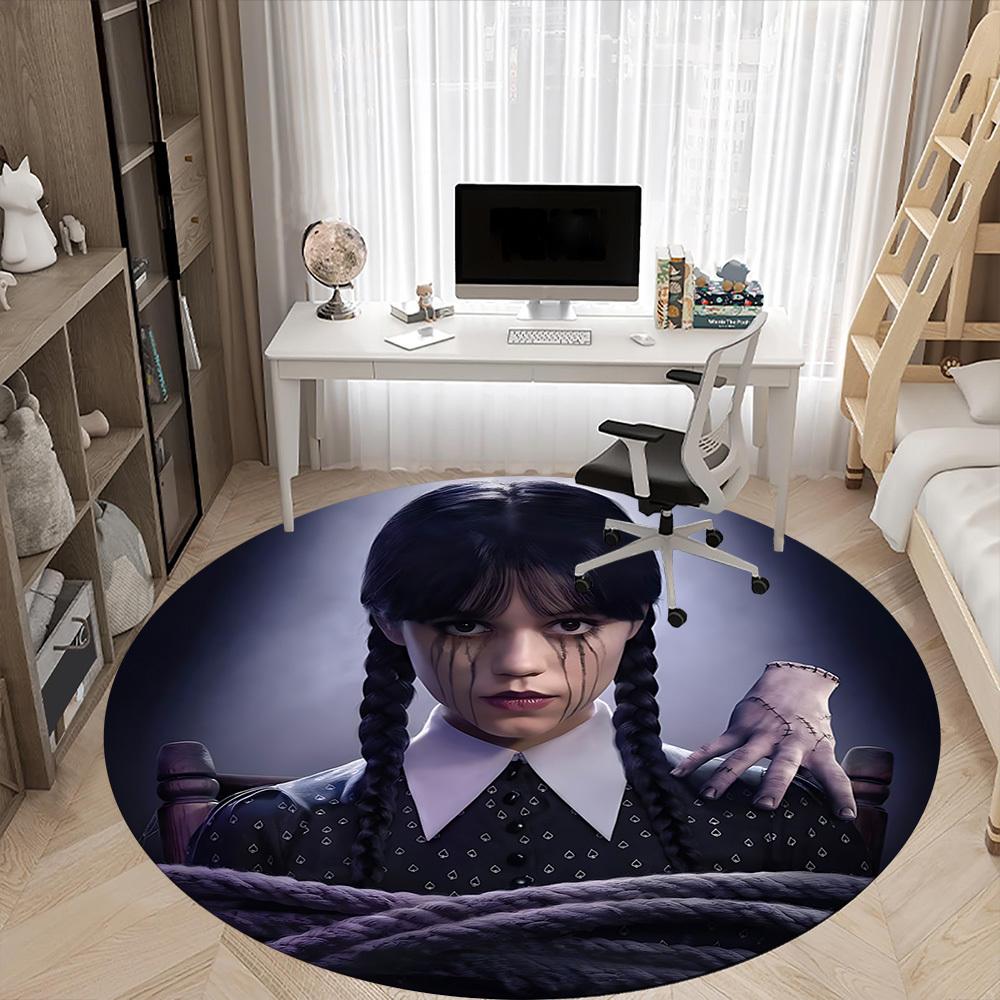 1PC Wednesday Office Round Rug, Non-slip, Soft and Durable Office Rug for Interior Decoration, Perfect for Office, Beautiful Decoration