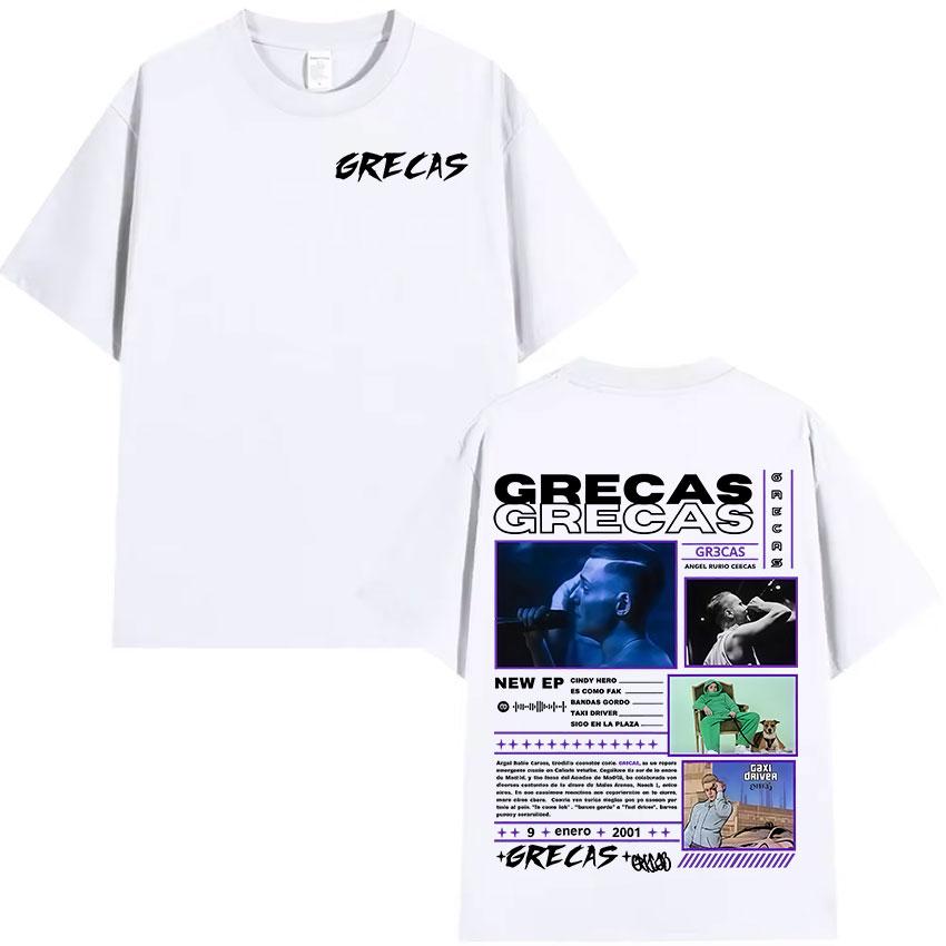 Rapper Grecas 2025 Album Graphics Tshirts Men Gothic High Quality Cotton Tshirt Vintage Oversized Short Sleeve Tees Streetwear