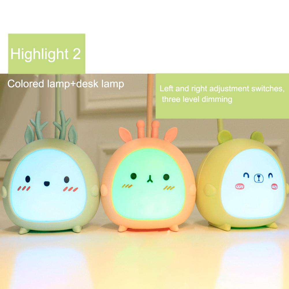 Portable LED Table Lamps 3 Lighting Modes Cartoon Deer Eye Protection USB Charging Reading Desk Light Night Light