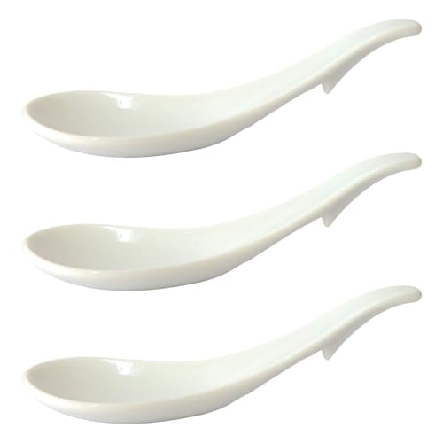 

Colorful Living Spoons, Smooth Spoons, Set of 3, 15cm Long, Made in Japan, Seto Ware Porcelain, with Stoppers, White, Dishwasher Safe