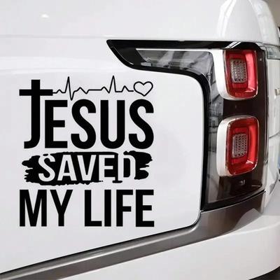 1pc Blake Jesus Saved My Life Heartbeat Love Car Stickers for Laptop Water Bottle Vehicle Paint Window Wall Cup Toolbox Guitar Scooter Decals