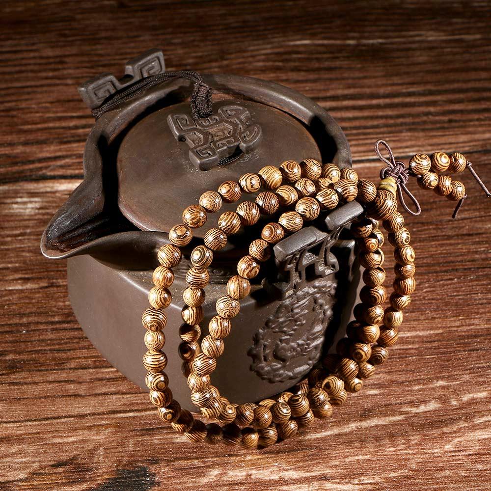Special Bangle Jewelry Tibetan Buddhist Wenge Wooden Buddha Prayer Beads Rosary Mala Bracelet