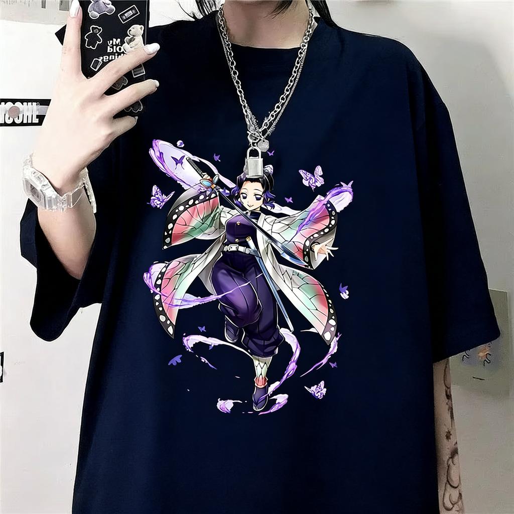 Summer Shinobu Anime Printed T-shirt Oversized Men Women Fashion Y2K Loose Casual Parent Child Top Harajuku Style