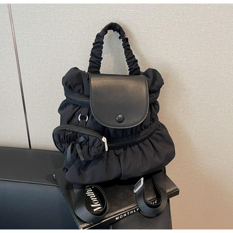 College style backpack women's new trendy fashion pleated nylon casual backpack
