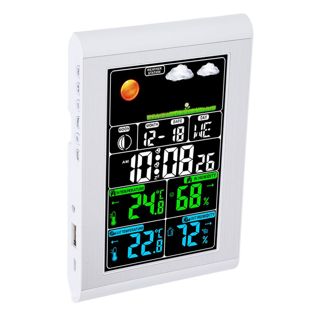 Weather Clock Wall Digital Display Garden Monitoring Indoor Outdoor Temperature Humidity Meter