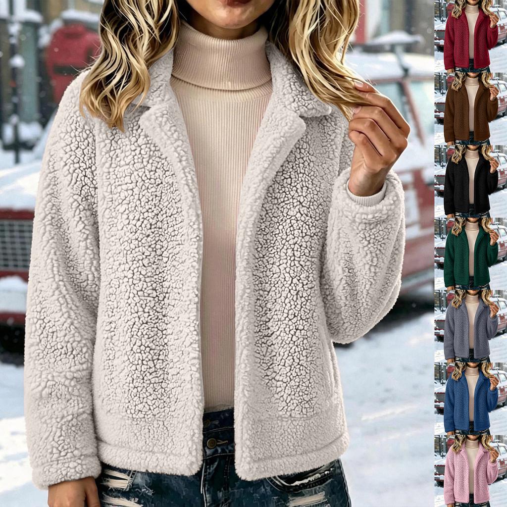 Women's Color Lined Zip Up Cardigan Loose Fit Fall Winter Jacket