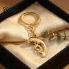 Zinc Alloy Car Key Ring Double Dolphin Keyhcain Sea Animal Pendant Backpack Handbag Purse Charm Decoration Lightweight