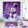 Weihnachtsgeschenke Badezimmer Duschvorhang Teppich Set Weihnachtsmann Schneemann Frohes Neues Jahr Polyester Duschvorhänge Badezimmer Dekor