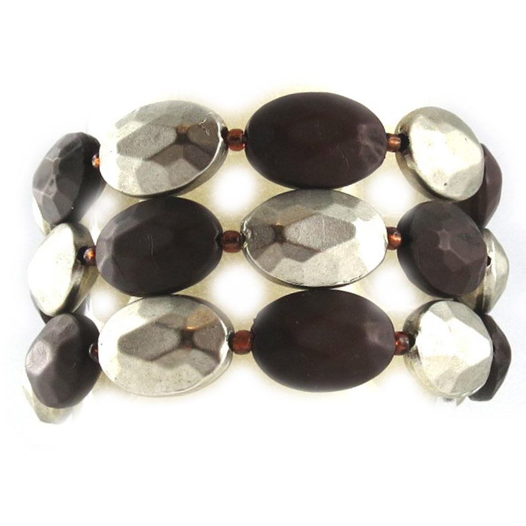 Les Trésors De Lily [C8793] - Bracelet Créateur 'Métisse' Marron Argenté