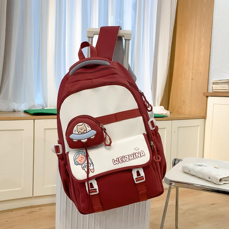 Schoolbag1011 New Schoolbag for Women Ins Niche Middle and High School Students for Women, Large Capacity, High Value, Burden Reduction Spine Backpack