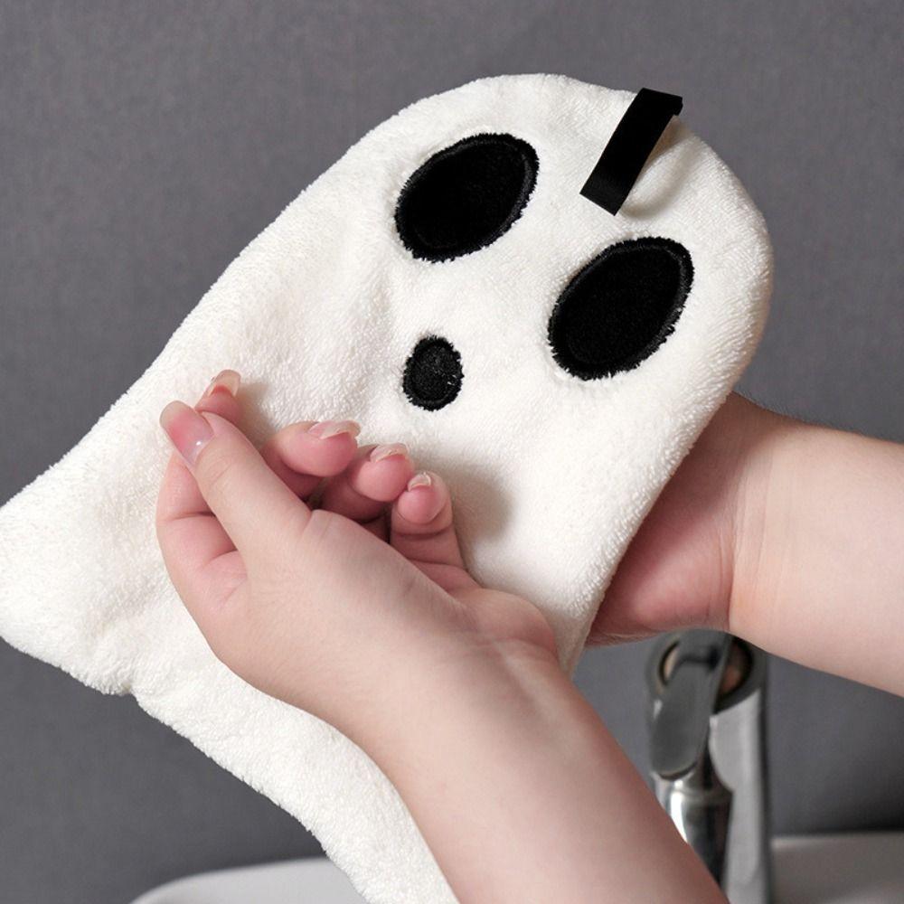 New Coral Velvet Halloween Towels Hanging Absorbent Ghost Hand Washrags Soft Hand Towel