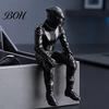 Sitting Motorcyclist Art Statue 3D Printed Motorcycle Rider Figurine, Statue, Biker Figure Decor for Home Office Desktop Shelf & Enthusiasts Ornament