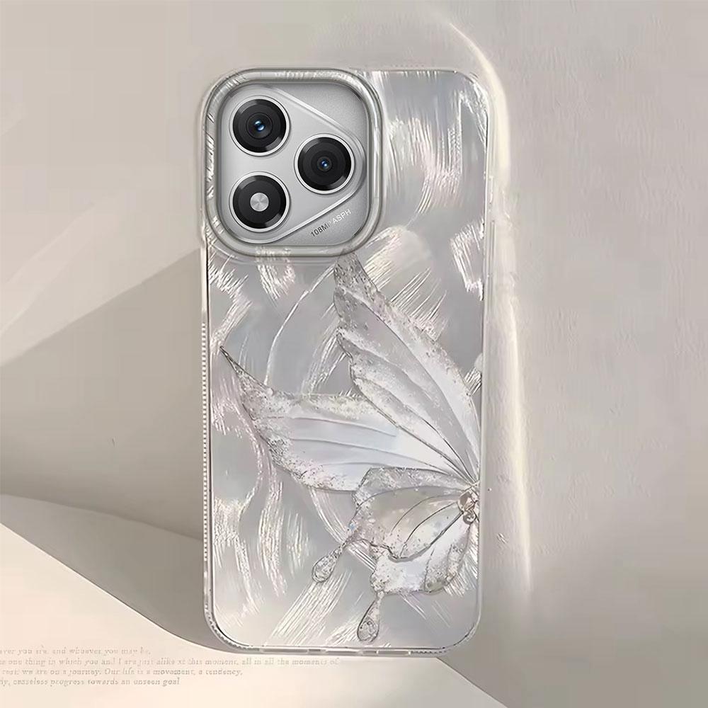 Luxury Laser Silver Butterfly Texture Phone Case for Iphone 16 15 14 7 8 Plus 13 Pro Max 16e X XS XR SE 2022 Back Silicone Cover