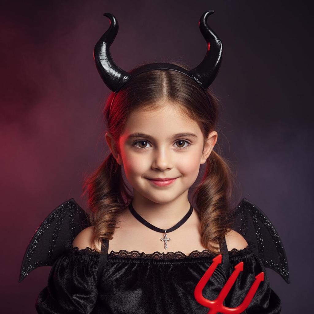 [Silver & Style] Succubus Horn Devil Headband, Cosplay Devil Horns, Cute Halloween (Black)