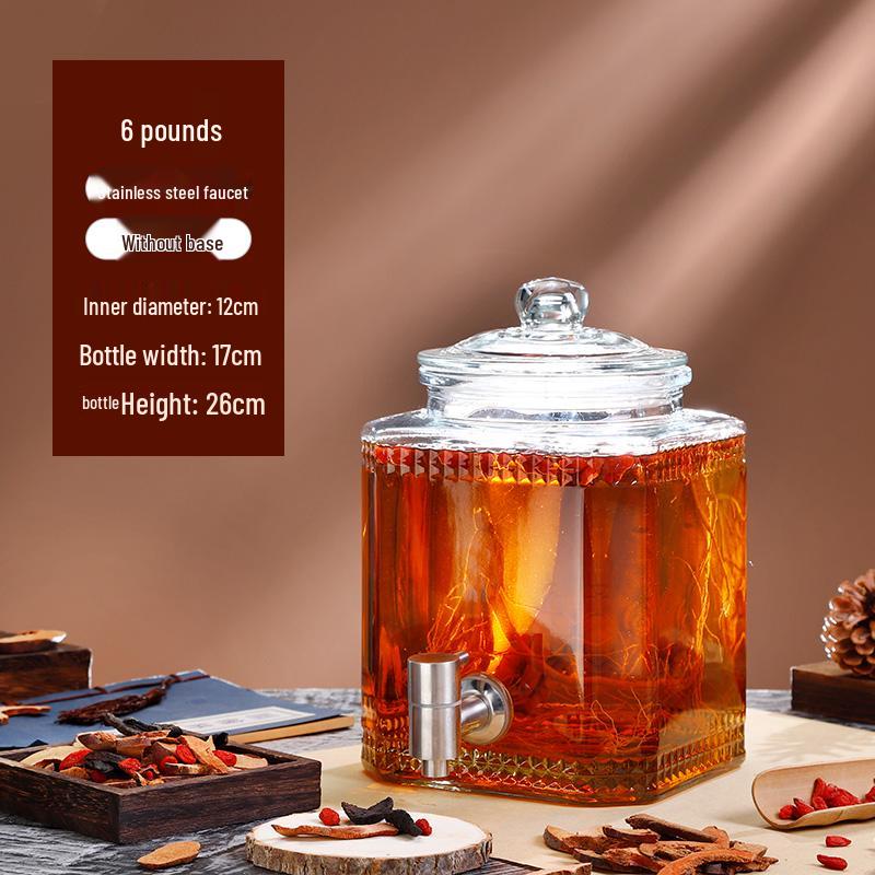 Sealed Sparkling Wine Bottle with Faucet - Household Ginseng Wine Jar & Baijiu Container