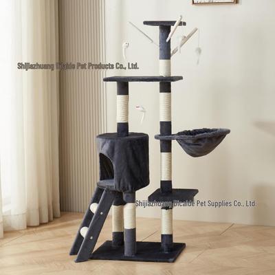 Compact Multi-Layer Cat Tree: Scratch-Resistant, Space-Saving Climbing Frame for Multiple Cats To Play and Relax.