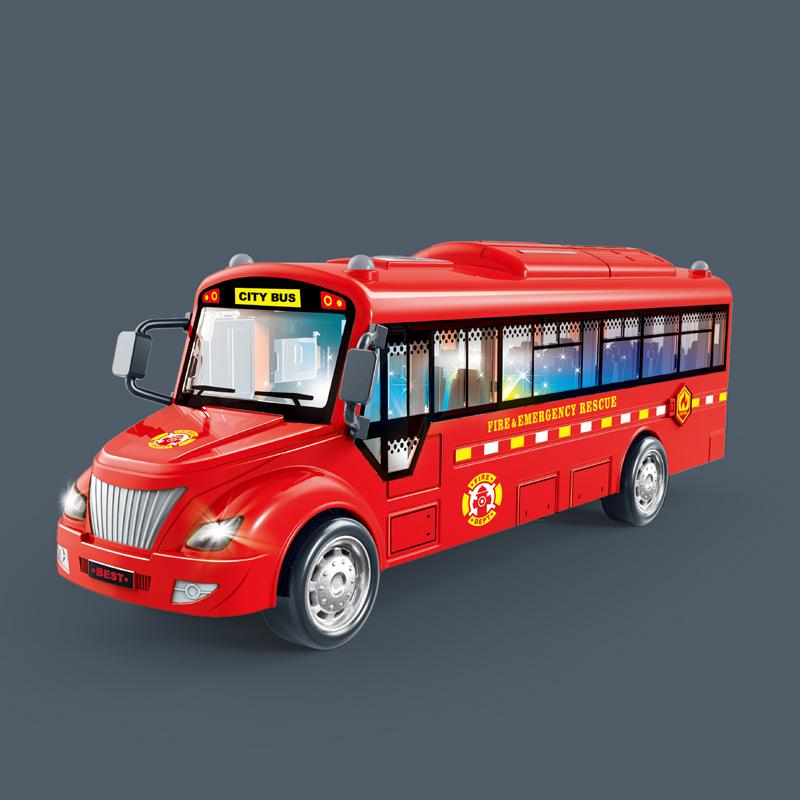 Public Bus Plastic Playset With Sound And Light Function Kids Model Simulation