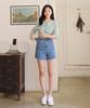 Ppaeppae Inner Elastic Waist Cut Hem High-Waisted Denim Shorts