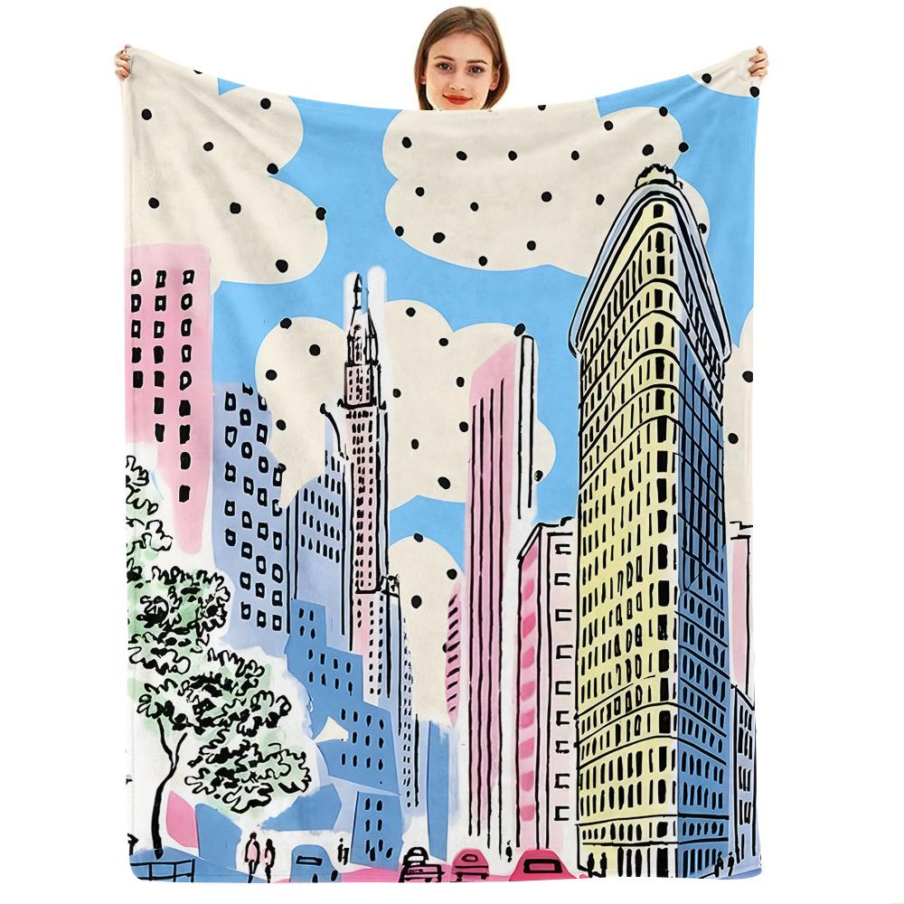 Circle Dot Orange Bat Anime Cartoon Flannel Blanket Soft Warm Throw for Bedroom Sofa Car Kids Holiday Gift