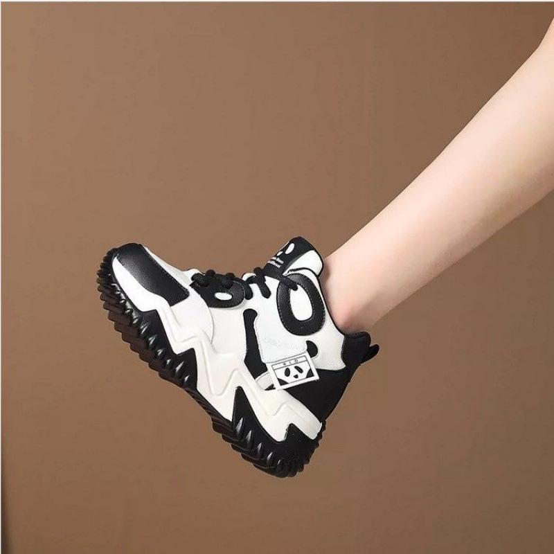 

Soft leather dad shoes women s autumn new thick-soled inner height-increasing women s shoes high-top casual shoes panda shoes versatile 35