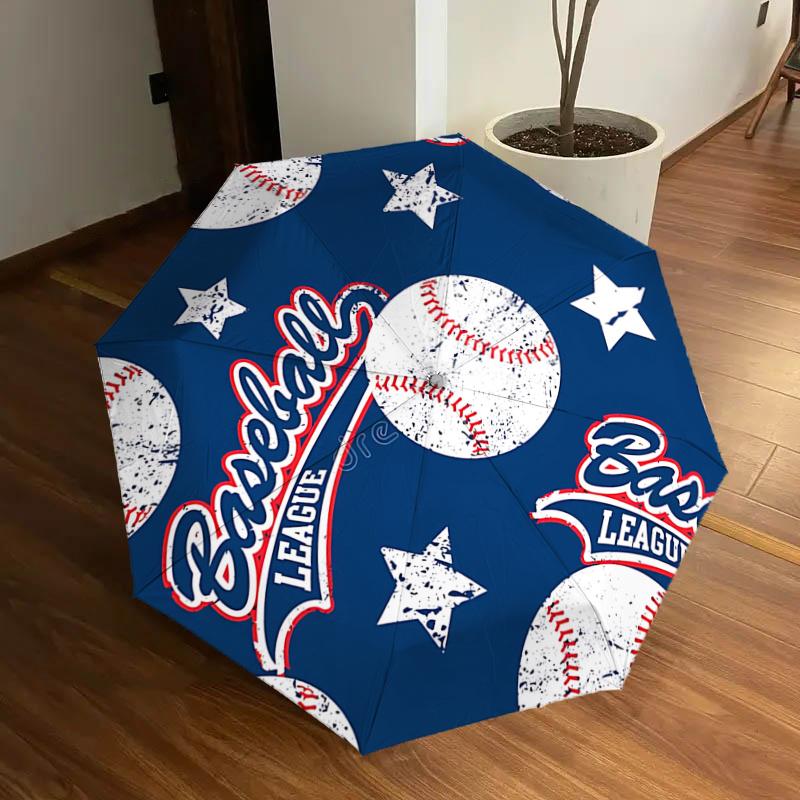 

Baseball League Auto Open Close Umbrella - Portable Tri-Fold Design with 8-Bone Iron Frame, Perfect for Fans, Travelers, Daily Use, and Fest