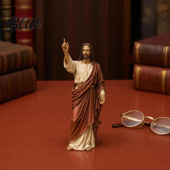 Small Religious Figurines for Shelves Jesus Reading Book Resin Figurine Statue Bookshelf Mantel Prayer Inspirational Study Room Decor Nook