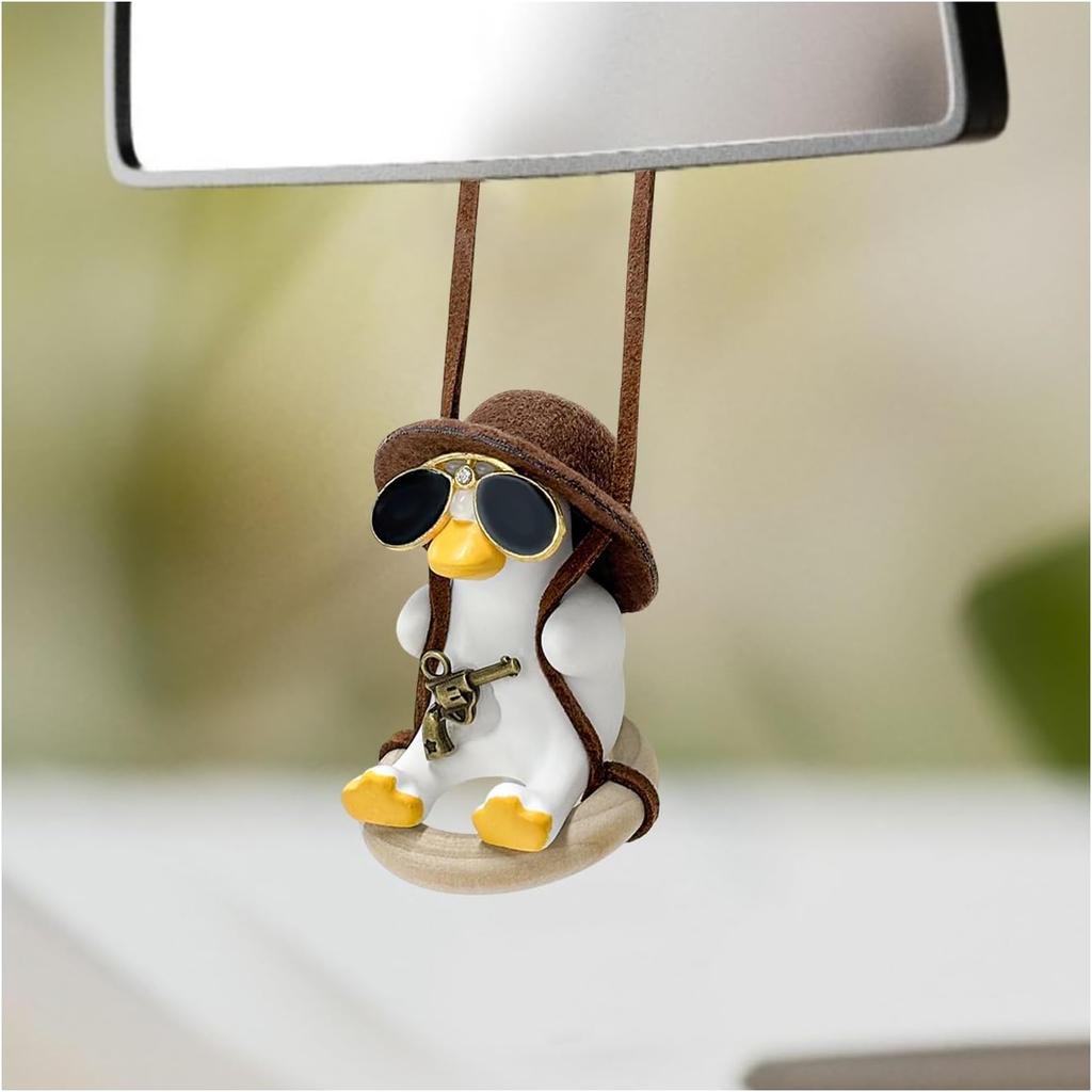 Cool Swinging Duck Car Hanging Ornament, Swing Duck Pendant Rearview Mirror Decoration, Cute Swinging Ducks Interior Mirror Hanging Accessories for