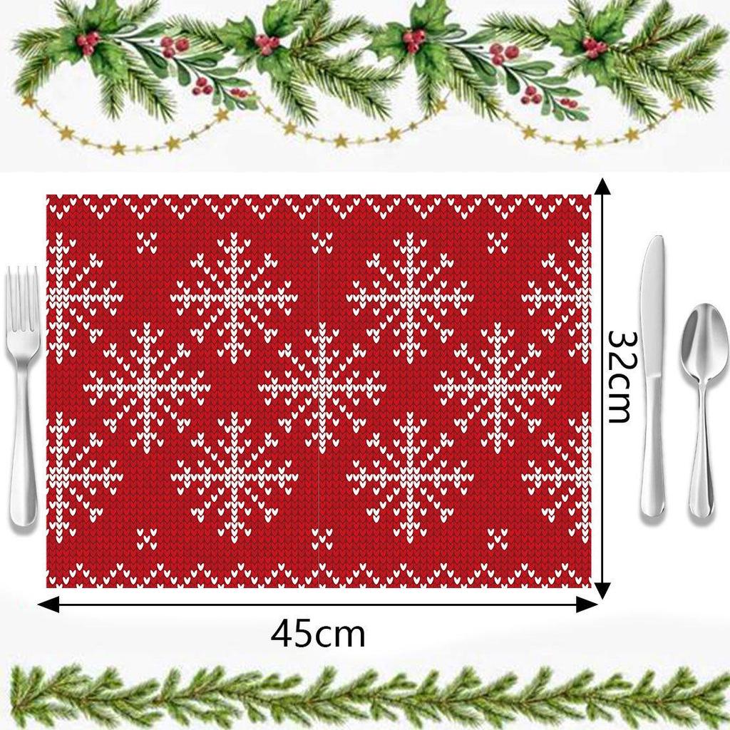 Autumn & Winter Imitation Linen Placemats: Heat-Resistant, Festive Decor for Christmas Parties