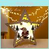 Christmas Tree Wooden Light Up Ornament With Snowman Design For Holiday Decor
