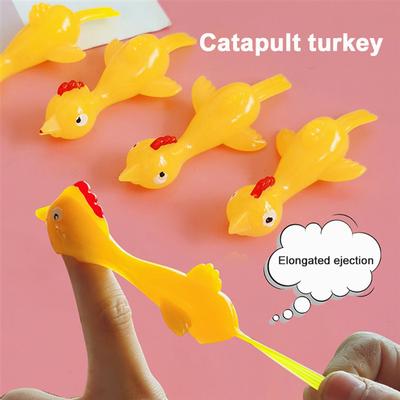 11.5CM Novelty Gags & Practical Laugh Rubber Chicken Stretchy Flying Turkey Finger Birds Sticky 