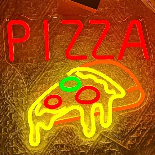 LED Pizza Shaped Neon Sign Wall Decor Pizzaria Kitchen Restaurant Party Bar Bedroom Decorative Neon Light Wall Decor Gift