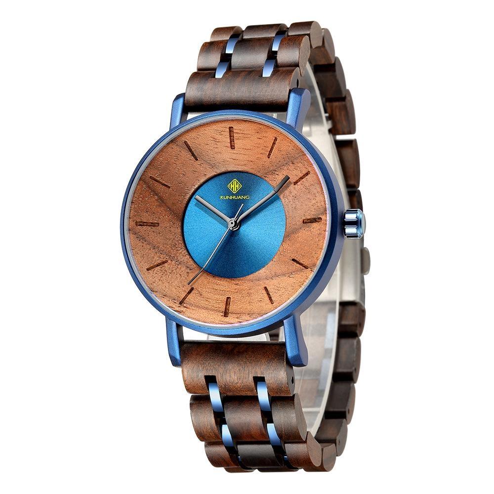 Alloy & Wood Combined Strap Watches Mens Quartz Watch Natural Unique Steel Wooden Clock Handcrafted Vintage Wooden Relogio Masculino