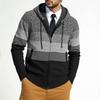 Men's Plush And Thick Color Matching Sweater Men's Clothing Jacket Hooded Cardigan