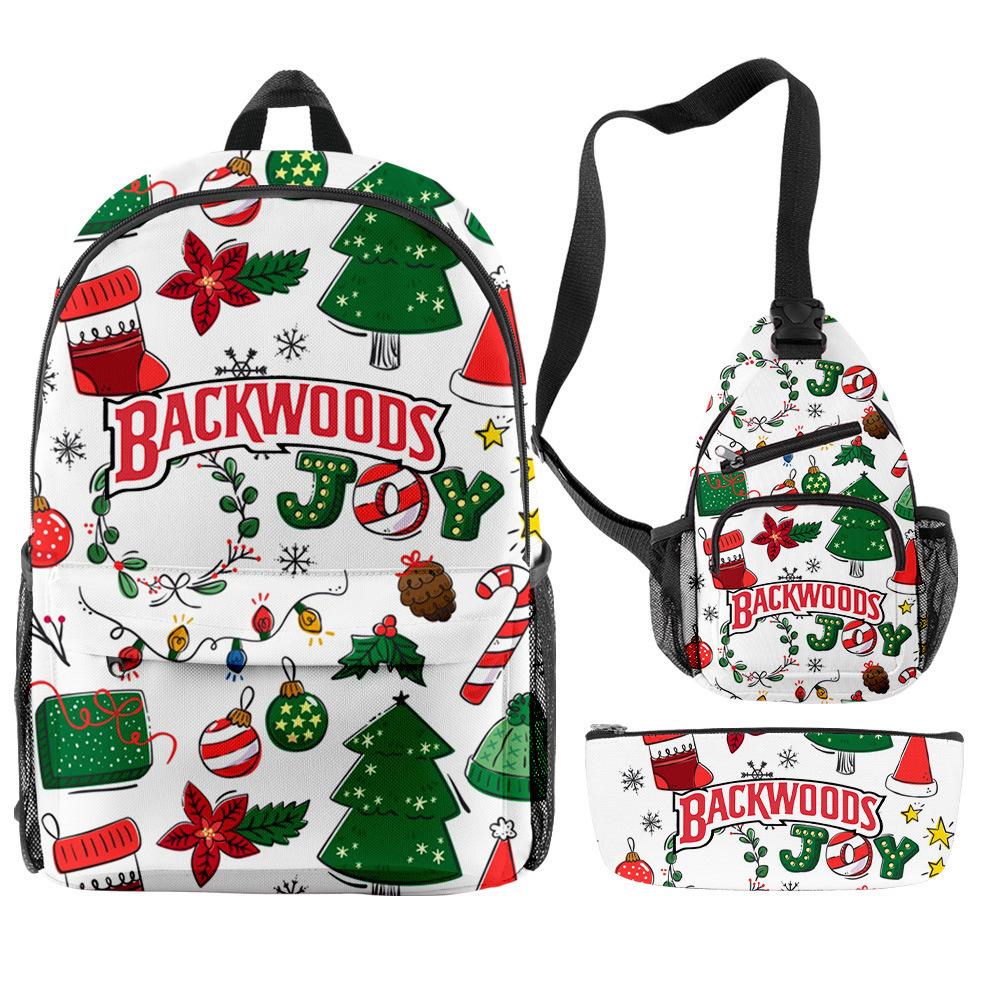 Christmas Backpack Backwoods Cigar Star Backpack Peripheral Set Backpack Satchel Pencil Case Set