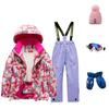 Children's Fashion Skiwear Set Boys' And Girls' Thickened Waterproof Thermal Ski Suit Five-Piece Outfit With Jacket And Trousers