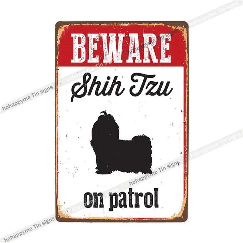 Retro Metal Sign German Shepherd Patrol Warning Decorative Plate for Home Wall 20x30cm