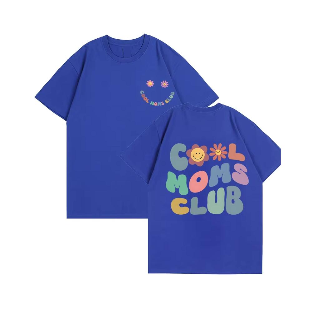 Cool Moms Club T-Shirt For Women's Summer Cotton Crew Neck Short Sleeve Fashion Printing Graphic Y2k Styles Oversized Loose Tops