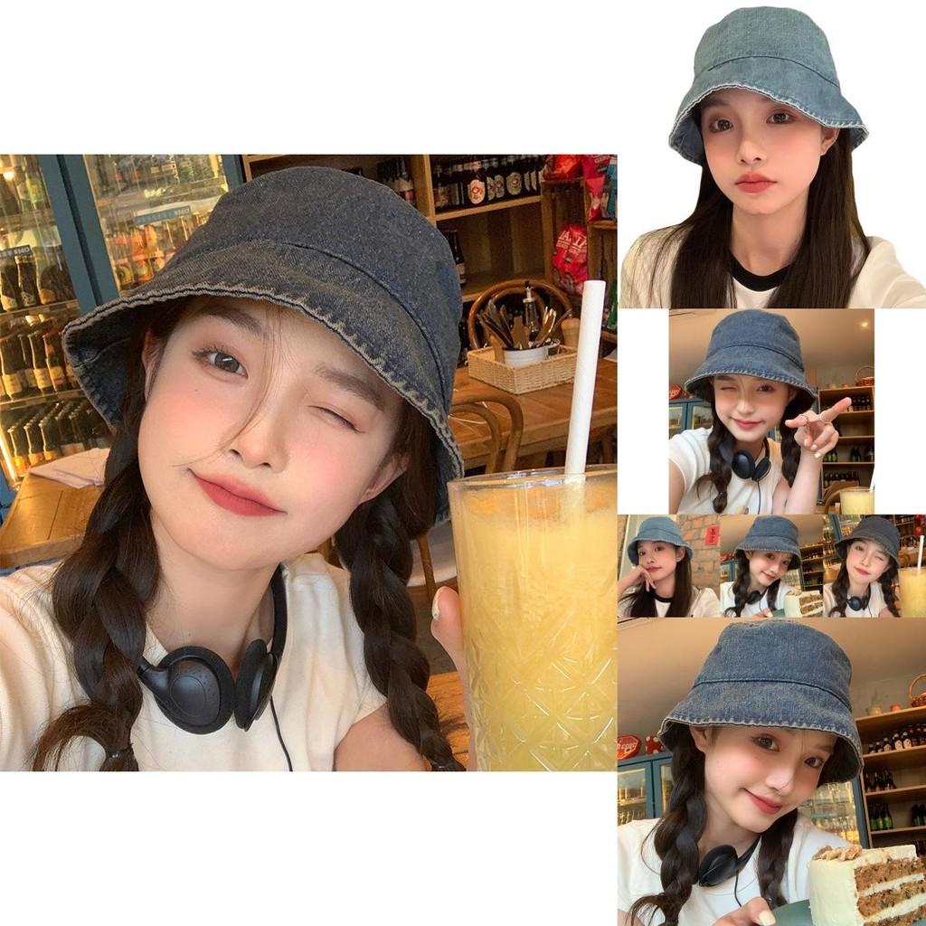 Vintage Denim Bucket Hat Lightweight Sun-proof Fisherman Style For Casual Wear