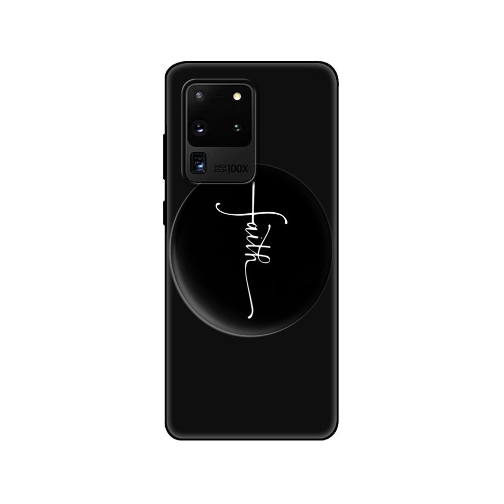 Black tpu Case For Samsung galaxy S20 /S20 PLUS/S20 ultra/S20+ /S20FE back cover  Faith Christian Religious Jesus text art