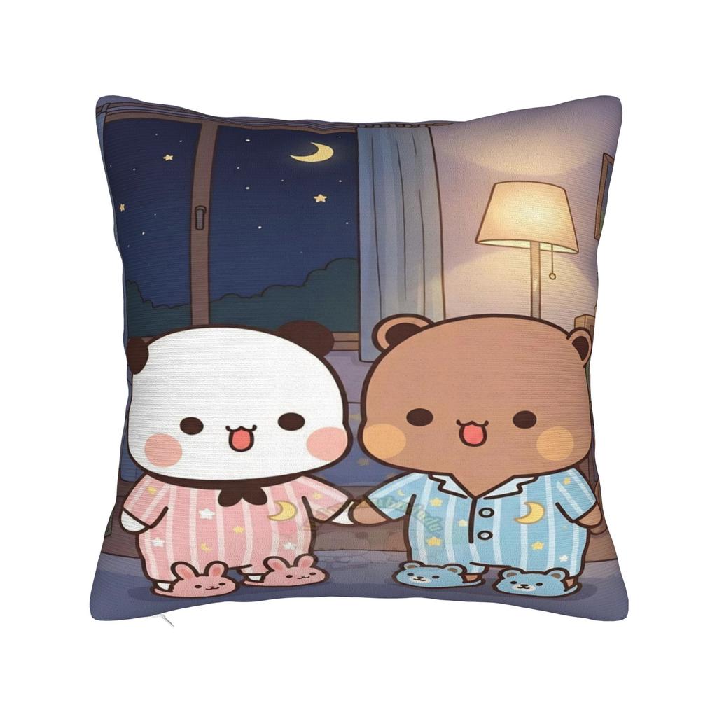 Bear And Panda Bubu Dudu Pillow Case Graphic Pillow Cover Retro Trendy Cushion Cover For Living Room Bed Chair