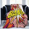 American POP Art Flannel Fleece Blanket BANG WOW POP OMG Warm Lightweight Cozy Anti-Pilling Fuzzy Blankets for Couch Bed Sofa