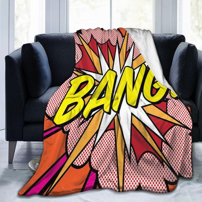 American POP Art Flannel Fleece Blanket BANG WOW POP OMG Warm Lightweight Cozy Anti-Pilling Fuzzy Blankets for Couch Bed Sofa