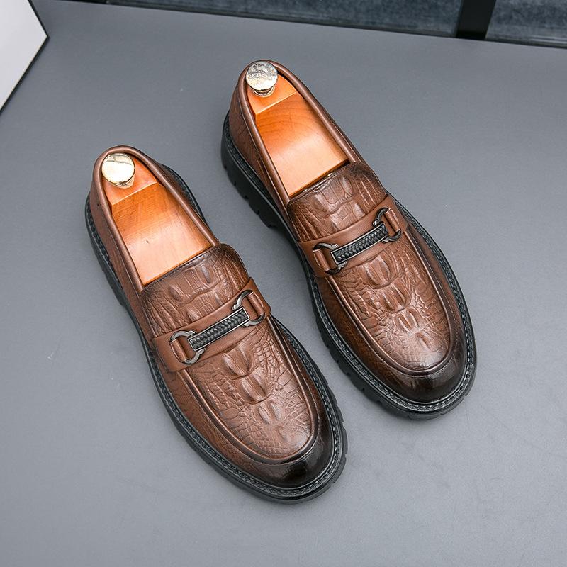 One-pedal Trendy Leather Shoes Men's Korean Version Shoes Loafers Soft-soled Casual Men's Thick-soled Doudou Shoes British