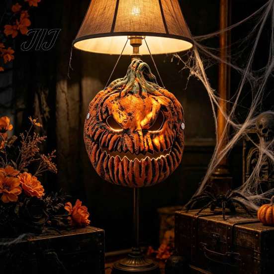 Wearable Pumpkin Mask with Elastic Strap Halloween Head Light Cover Mask, 3D Scary Face Lamp Outdoor Porch Decorations Shade for Garage, Cosplay