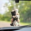 Charming 2d Acrylic Cream Cat Hanging Ornament For Car Rearview Mirror Decor